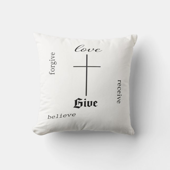 Minimal Christian Cross Typography | Love Forgive  Kissen (Vorderseite)
