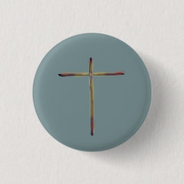 Minimal Christlich Cross Blue Green Button