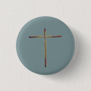 Minimal Christlich Cross Blue Green Button