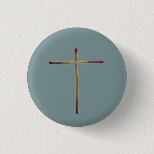 Minimal Christlich Cross Blue Green Button (Vorderseite)
