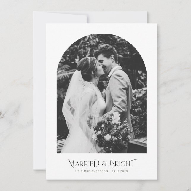 Minimal Christmas Arch Wedding Announcement Karte (Vorderseite)