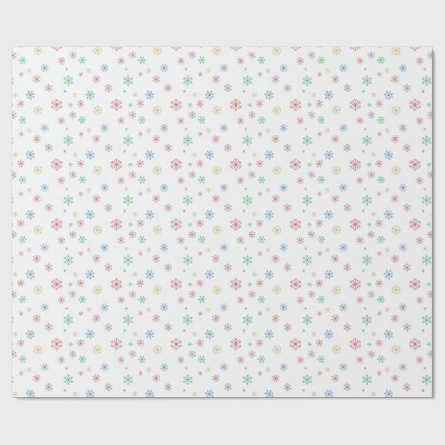 Minimal Christmas Coloured Snowflakes Packaging Geschenkpapier (Flach)