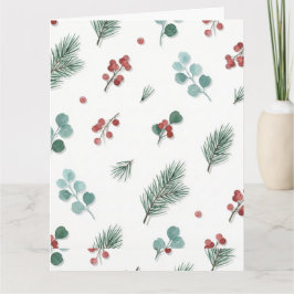 Minimal Christmas Pattern, Pine & Berries  Karte