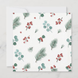 Minimal Christmas Pattern, Pine & Berries  Karte