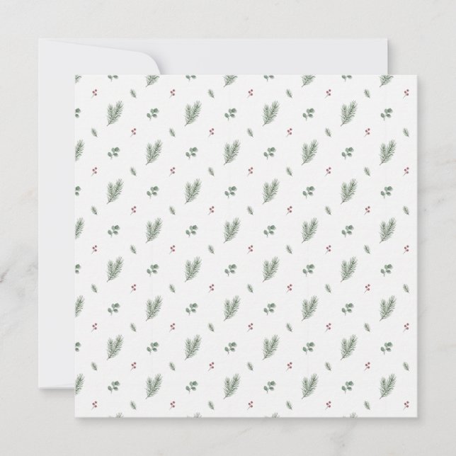 Minimal Christmas Pattern, Pine, Berries Karte (Vorderseite)