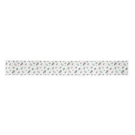 Minimal Christmas Pattern, Pine & Berries  Satinband