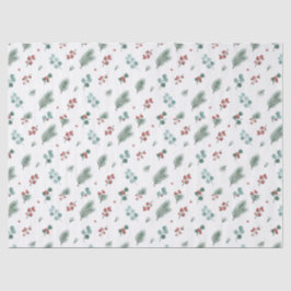 Minimal Christmas Pattern, Pine & Berries  Seidenpapier