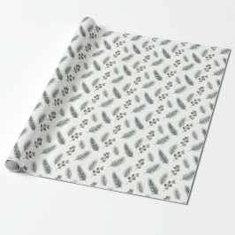 Minimal Christmas Pine Pattern, Scandi Style Geschenkpapier