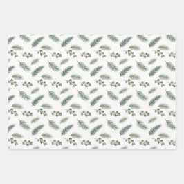 Minimal Christmas Pine Pattern, Scandi Style Geschenkpapier Set