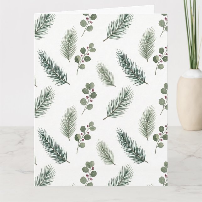 Minimal Christmas Pine Pattern, Scandi Style Karte (Vorderseite)