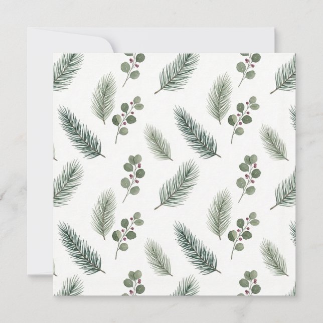 Minimal Christmas Pine Pattern, Scandi Style Karte (Vorderseite)