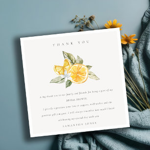 Minimal Citrus Lemon Botanical Boho Brautparty Dankeskarte