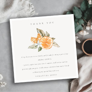 Minimal Citrus Orange Botanical Boho Brautparty Dankeskarte
