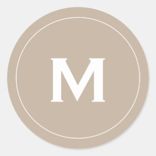 Minimal Classic Block Monogramm Runder Aufkleber