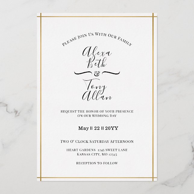 MInimal Classic Custom Gold Foil Folieneinladung (Vorderseite)