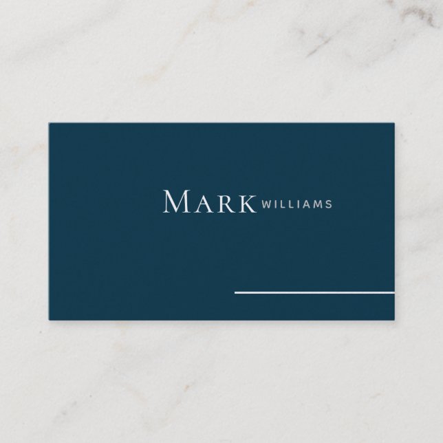 Minimal Classic Dark Aquamarin Blue Elegante Visitenkarte (Vorderseite)