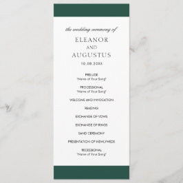 Minimal Classic Elegant Emerald Green Wedding Programm