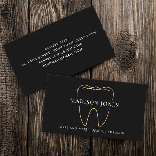 Minimal Classy Black and Gold Dentist Logo Modern Visitenkarte