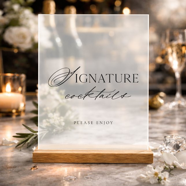 Minimal Clear Acrylic Signature Cocktails Wedding  (Créateur téléchargé)