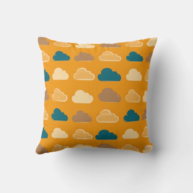 Minimal Clouds Pattern – Orange Sky Vibes Kissen (Rückseite)