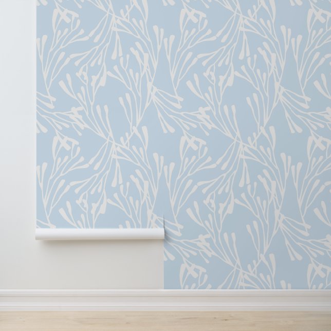 Minimal Coastal Coral in Light Blue Tapete (Anwendung)