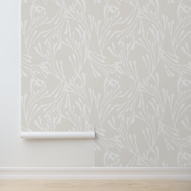 Minimal Coastal Coral Silhouettes in Beige Tapete (Anwendung)