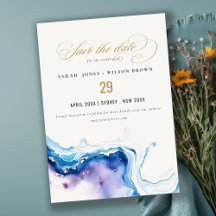 Minimal Coastal Sea Beach Watercolor Wedding