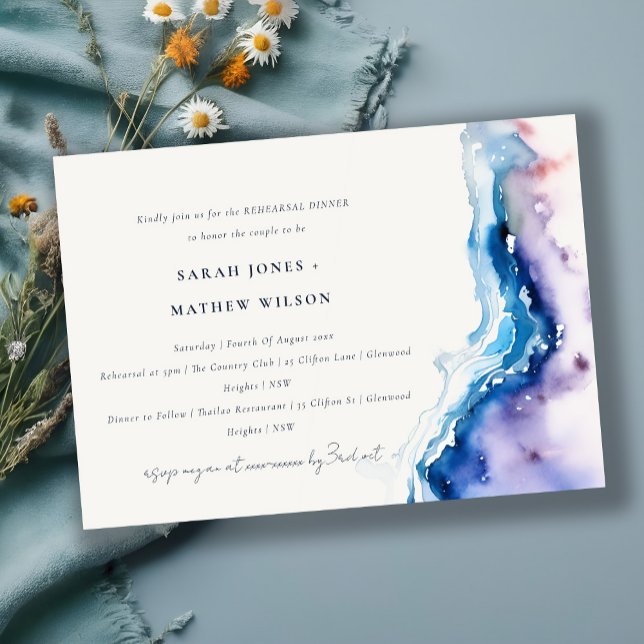 Minimal Coastal Sea Beach Wedding Rehearsal Dinner Einladung (Von Creator hochgeladen)