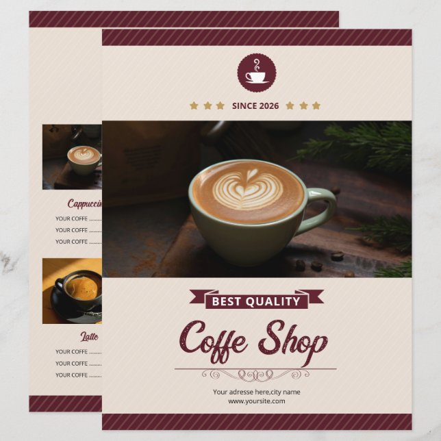 Minimal Coffee Shop Flyer Template (Vorne/Hinten)