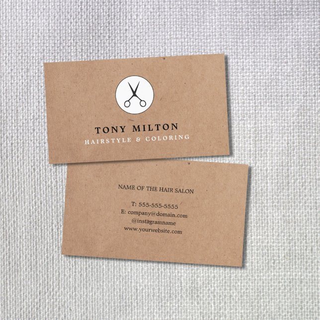 Minimal Coole Kraft Black Scissors Hair Stylist Visitenkarte (Von Creator hochgeladen)