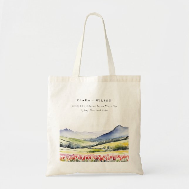 Minimal Country Spring Blumenlandschaft Hochzeiten Tragetasche (Vorne)