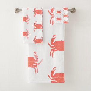Minimal Crab Ocean Pattern Navy Grunge Badhandtuch Set