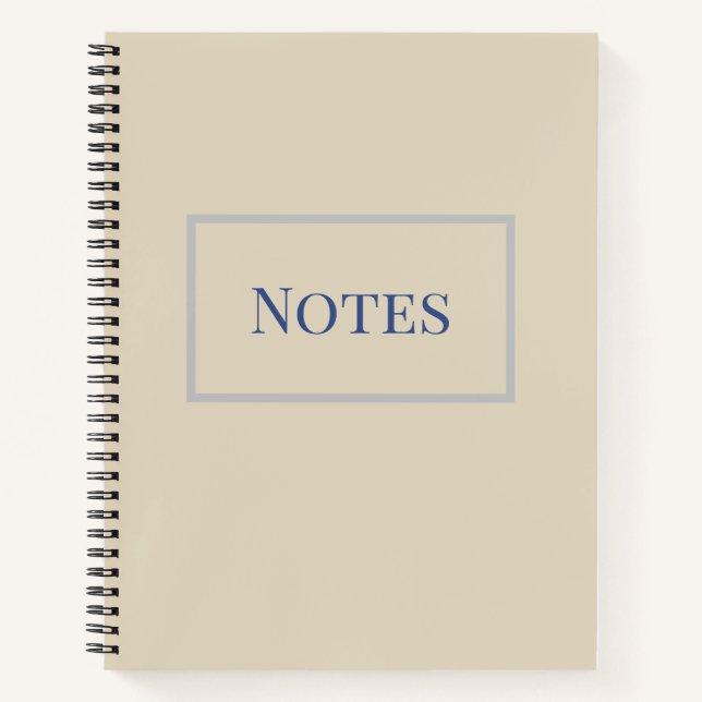 Minimal Creme und Blue Notebook Notizbuch (Vorderseite)