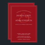 Minimal Crimson Red Script Einladung<br><div class="desc">Minimal Crimson Red Script Typografie Einladung Hochzeit. Stilvoll beeindrucken Ihre Hochzeitsgäste mit dieser trendigen, roten Hochzeitseinladung, die ein schönes weißes Drehbuch auf einem knallroten Hintergrund enthält. Diese Einladung hat ein atemberaubendes rotes Design, mit modernen und minimalistischen Farbtupfern, perfekt für Ihre einfache, trendige, minimalistische Hochzeit. Das minimale und moderne Layout hebt...</div>