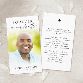 Minimal Cross Photo  Funeral Memorial Prayer Card Visitenkarte
