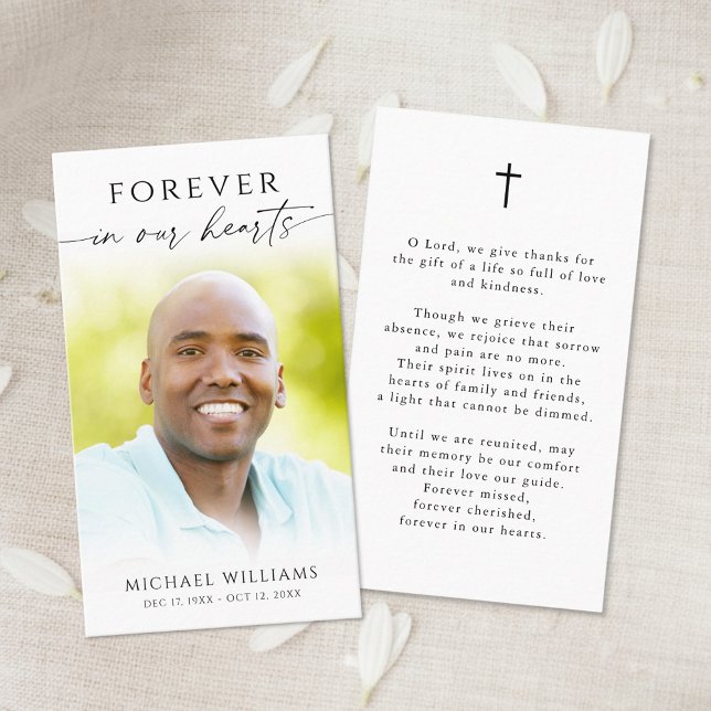 Minimal Cross Photo  Funeral Memorial Prayer Card Visitenkarte (Von Creator hochgeladen)