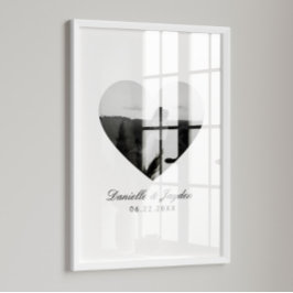 Minimal Custom Heart Photo Couples Poster