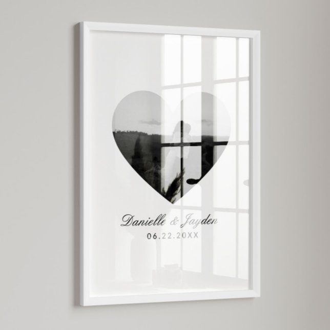 Minimal Custom Heart Photo Couples Poster (Von Creator hochgeladen)