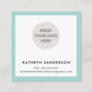 MINIMAL CUSTOM LOGO Moderne, schicke Pastell Minze Quadratische Visitenkarte