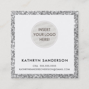 MINIMAL CUSTOM LOGO Moderner, schicke silberne Gli Quadratische Visitenkarte