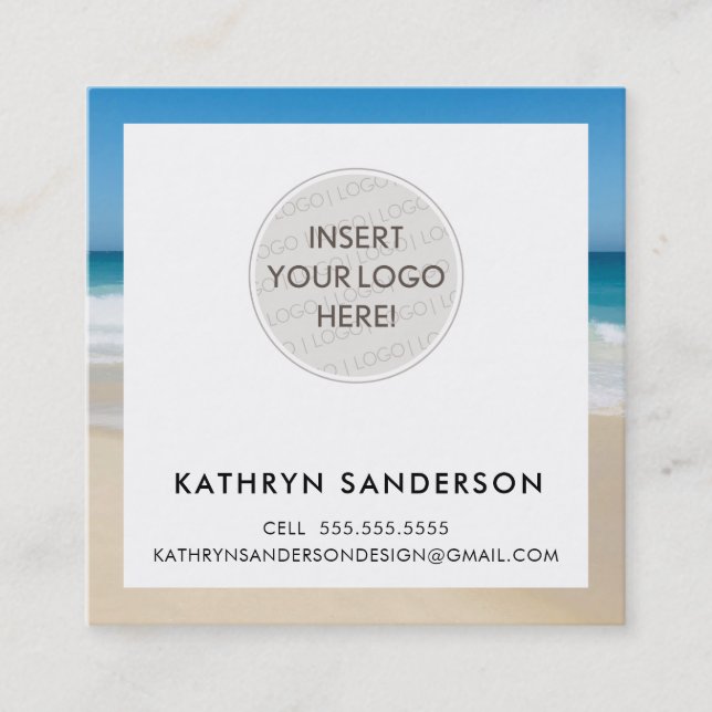 MINIMAL CUSTOM LOGO Moderner, schicke tropischer S Quadratische Visitenkarte (Vorderseite)