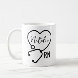 Minimal Custom Nurse Name Stethoscope Herz Kaffeetasse