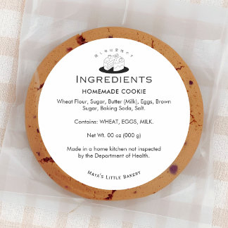 Minimal Cute Cake Logo Bakery Ingredient Runder Aufkleber