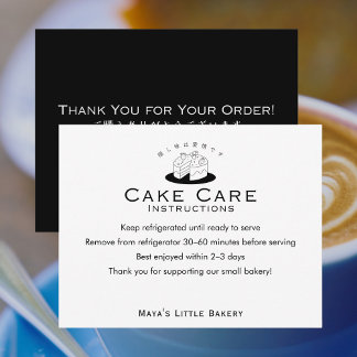 Minimal Cute Cake Logo Care Instructions Dankeskarte