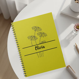 Minimal daisies notebook for girls notizblock