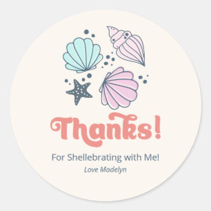 Minimal Danke Seashell Birthday Danke Runder Aufkleber