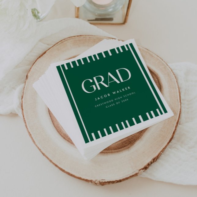 Minimal Dark Green Bold Custom Graduation Party Serviette (Von Creator hochgeladen)