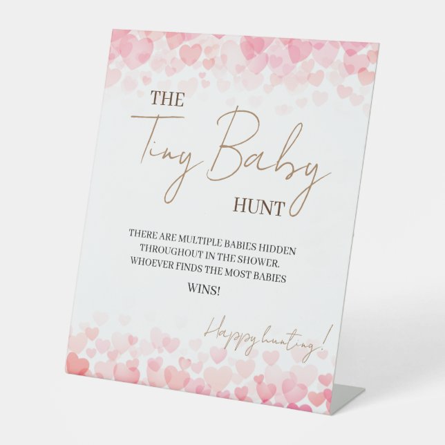 Minimal das winzige Baby Hunt Baby Shower Spiel ru Sockelschild (Vorderseite)