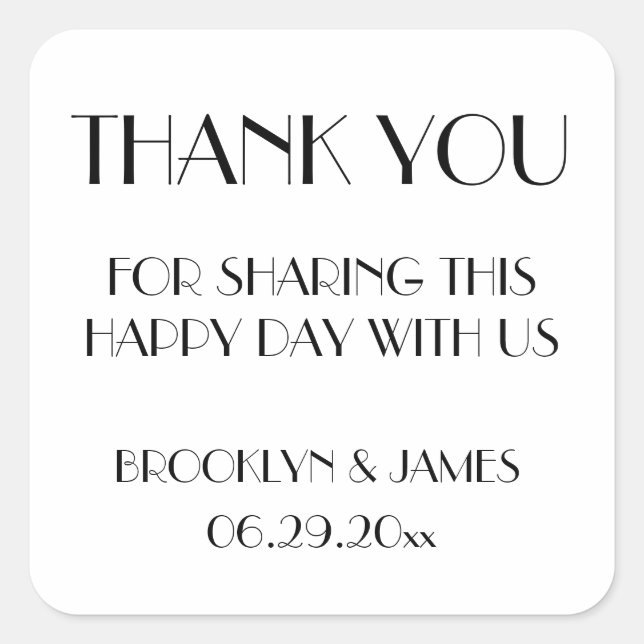 Minimal Deko White Wedding Stickers (Vorderseite)