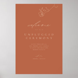 Minimal delikate Blumenzange Unplugged Sign Poster
